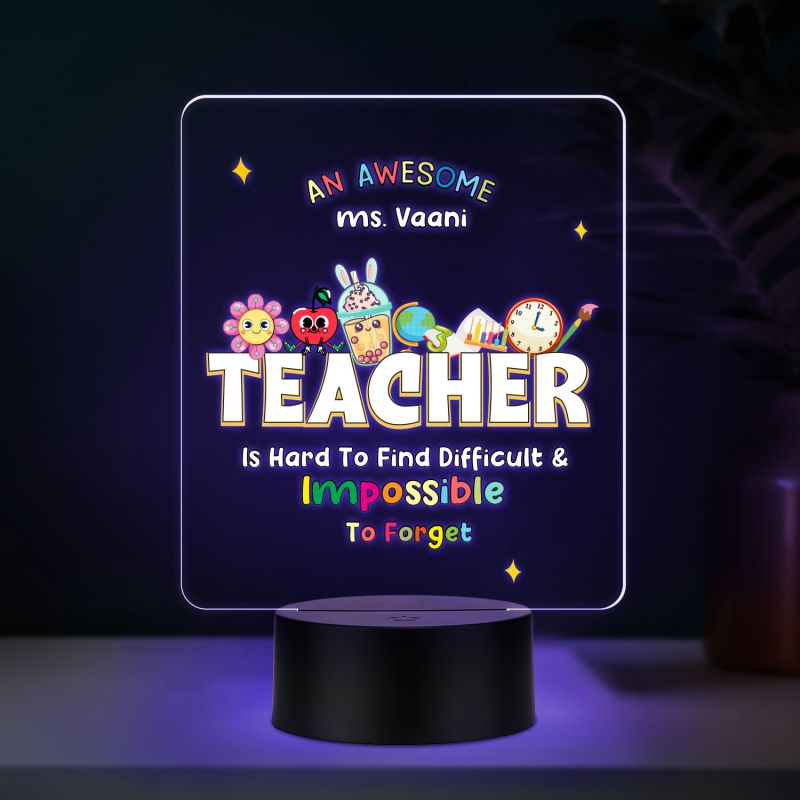 Personalized Teacher LED Night Lamp Custom with Name Birthday Gift for Teacher School Teacher Gift from Student Thank You Gifts for Teacher from Students (Multicolored Light)
